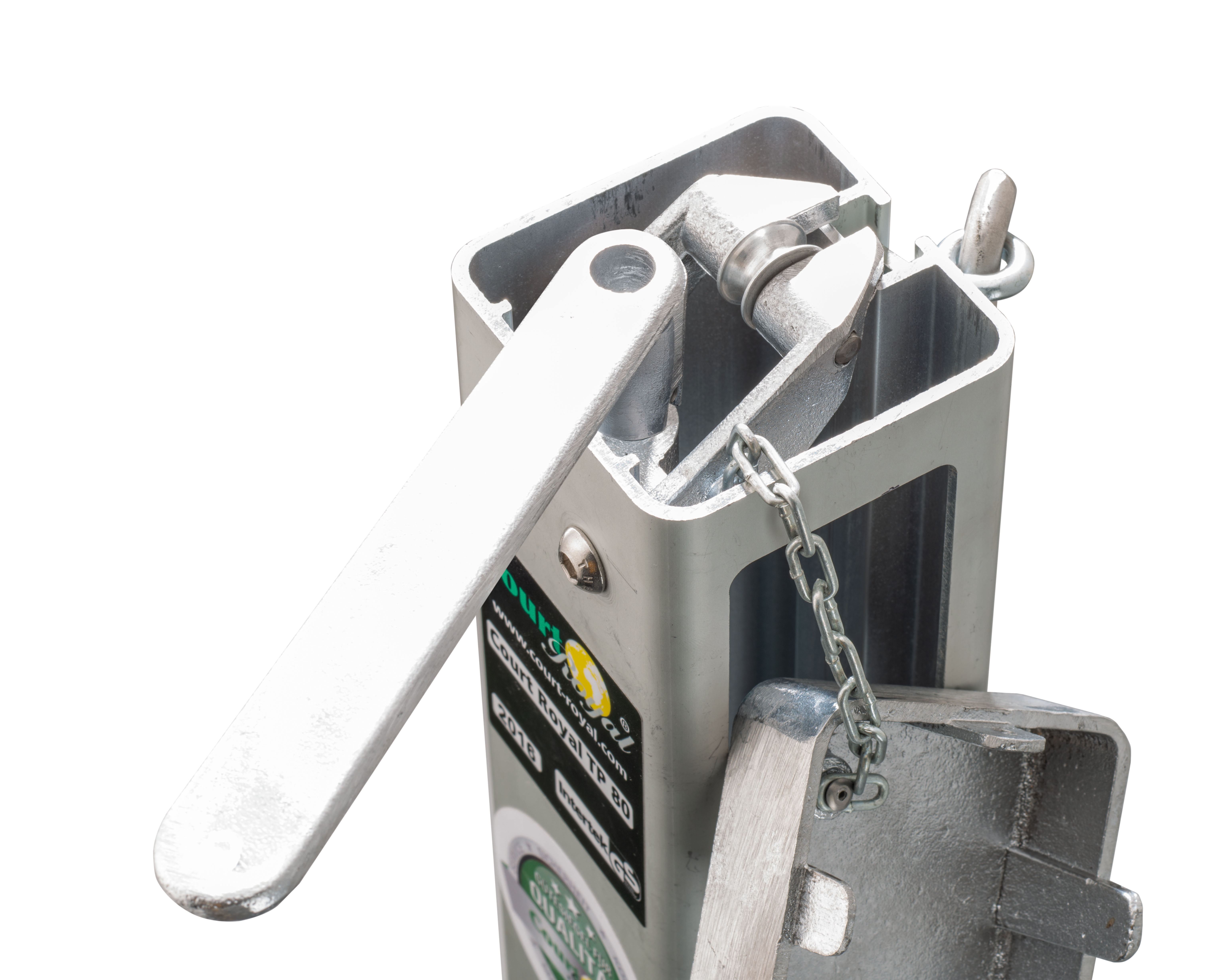 US_Pfostenmechanik_DetaiLKurbel  Split pin for tennis net posts detail with key