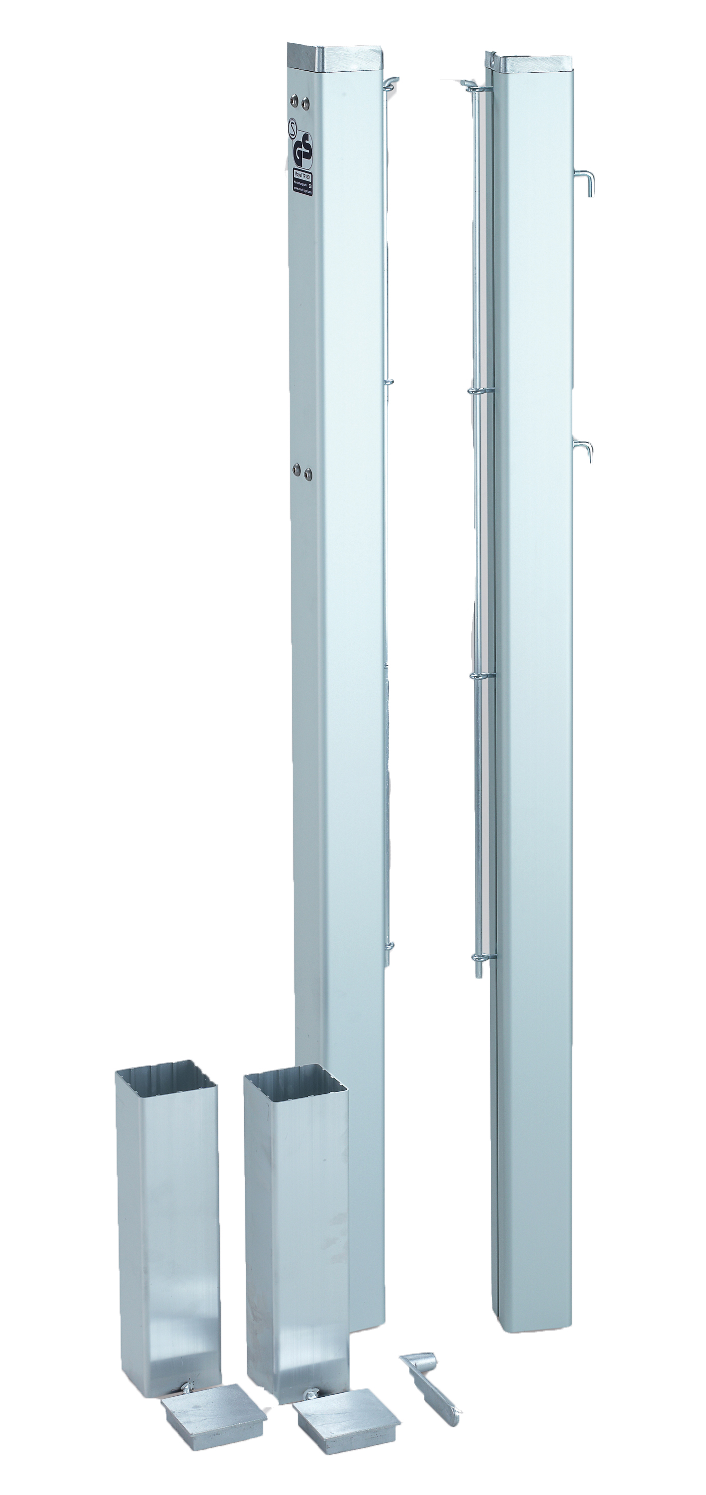 Tennisnetzpfosten Court Royal TP 80 Alu eloxiert mit Bodenhülsen