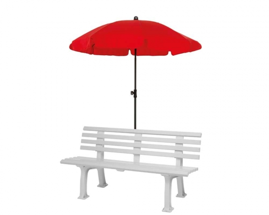 Umbrella holder for plastic benches example