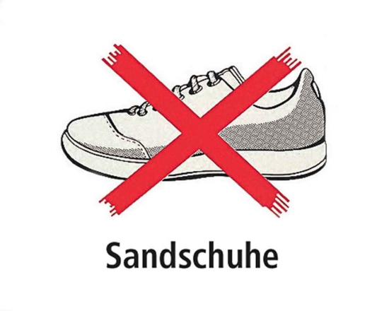 Sandschuh-Verbotsschild - Deutsch