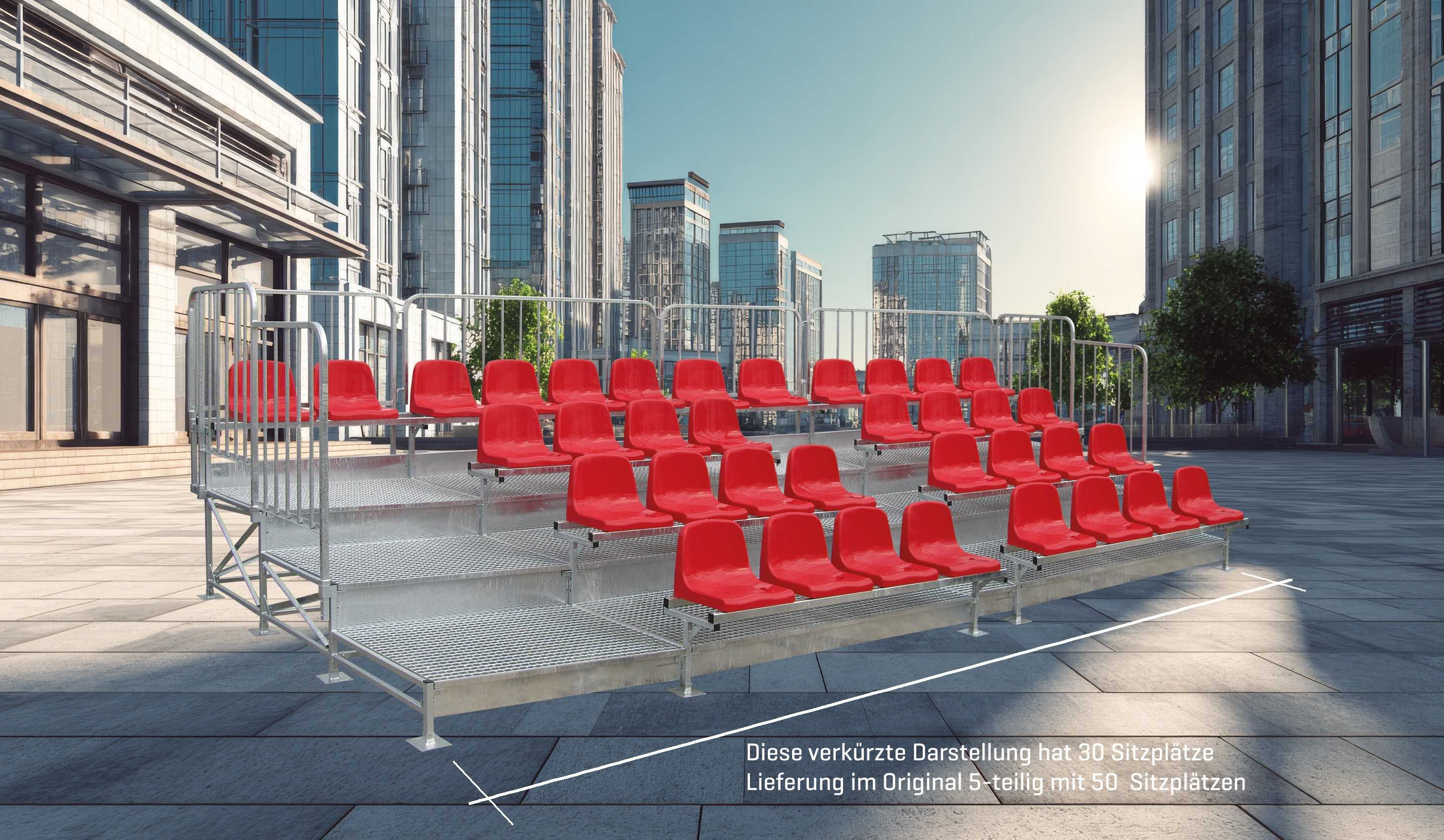 Tribüne Court Royal mit 50 Sitzen - dreireihig