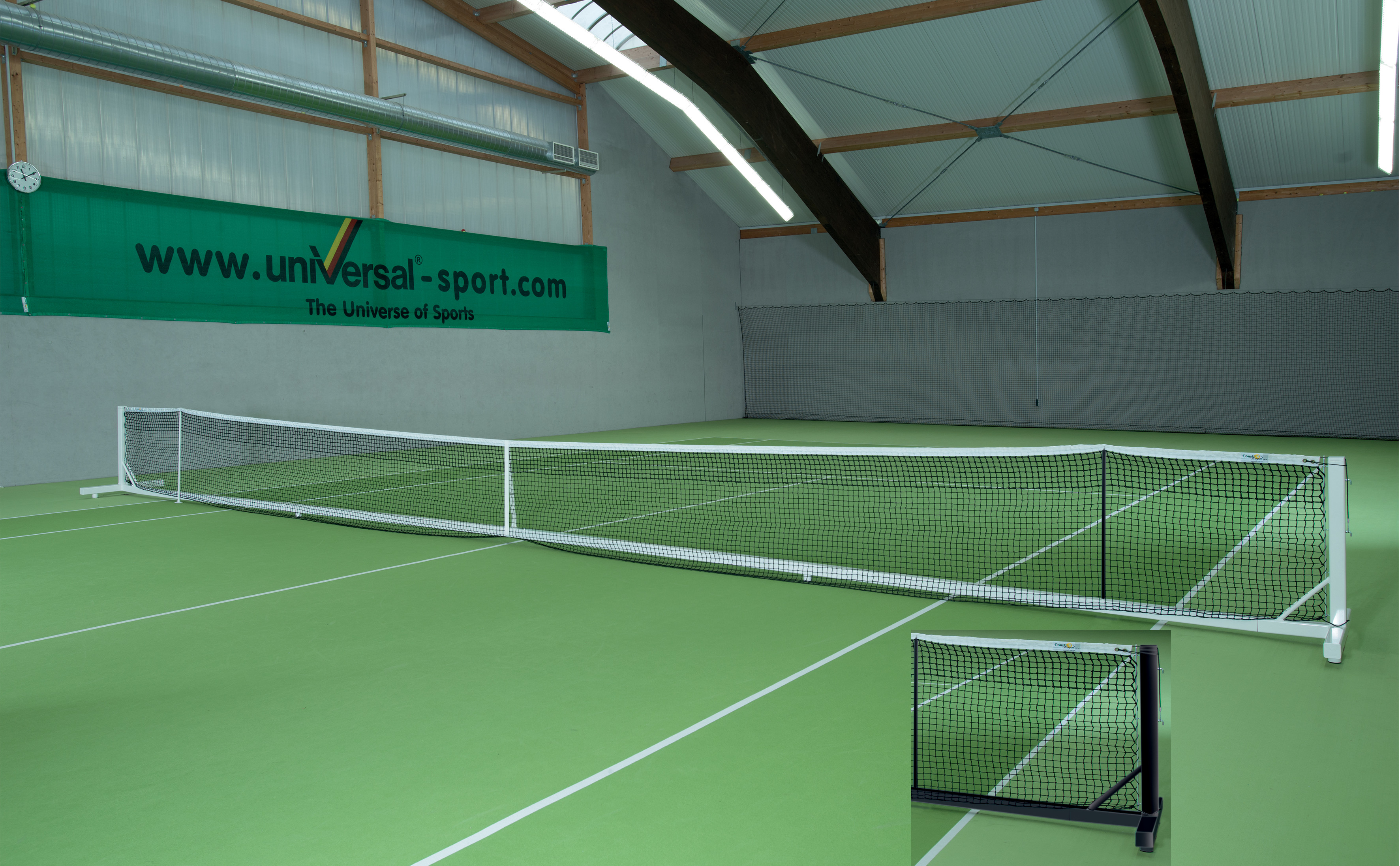 40485_Anlage Tennisnetzanlage Court Royal II Turnier weiß und schwarz
