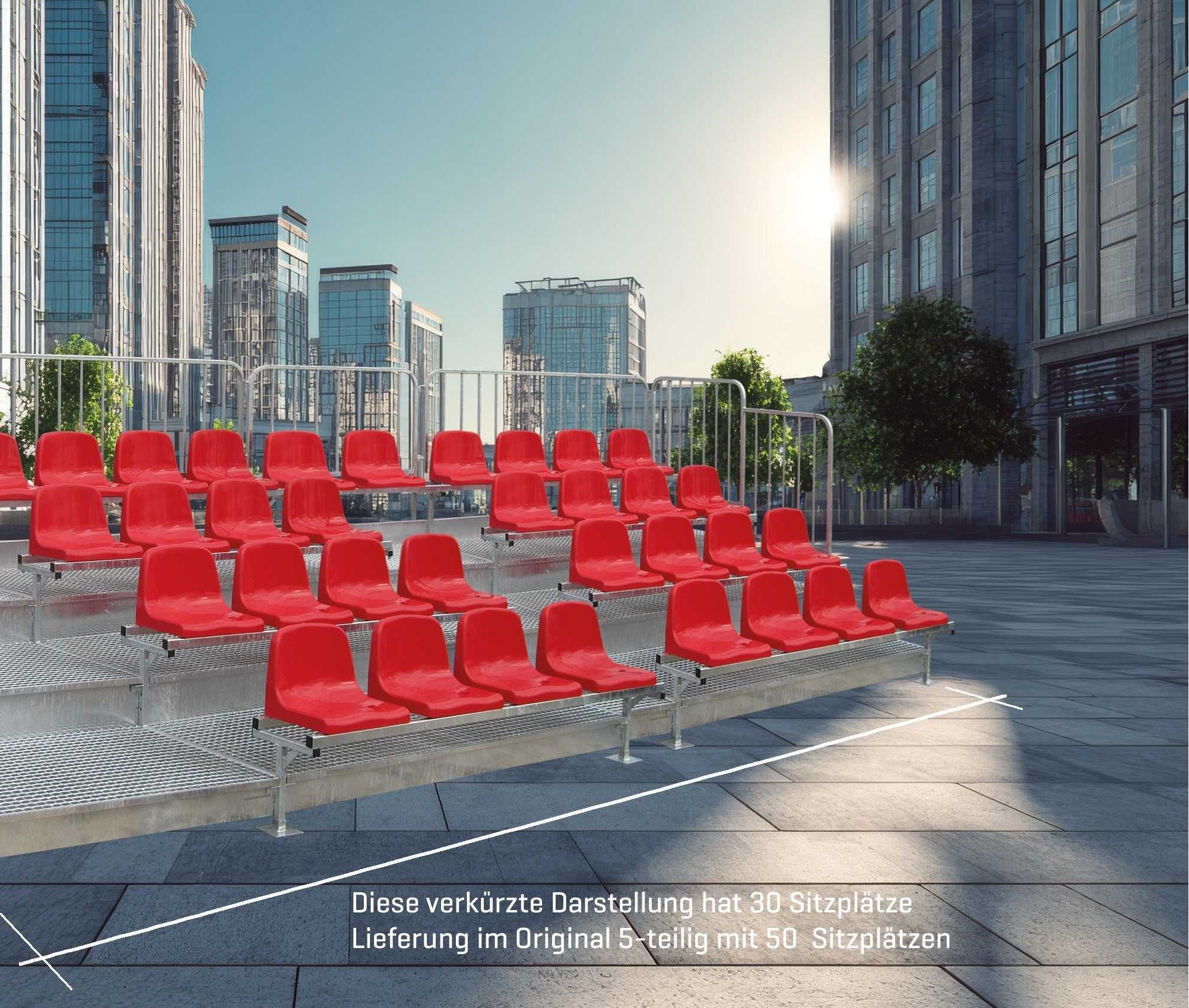 Tribüne Court Royal mit 50 Sitzen - dreireihig