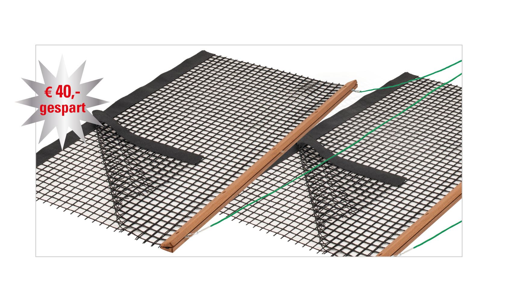 US_Pakete_48003 SCHLEPPNETZ PAKET 2 x Holz-Schleppnetz PVC doppelt